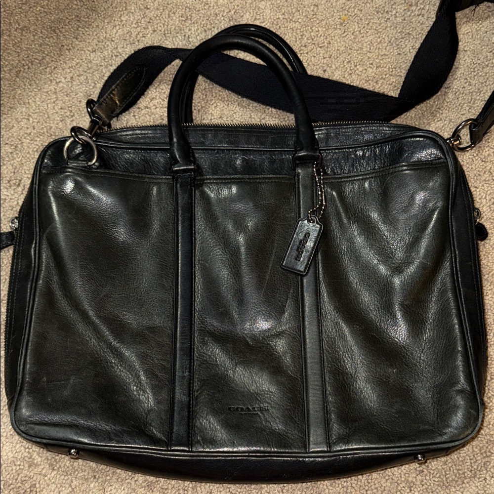 Coach Black Leather Briefcase